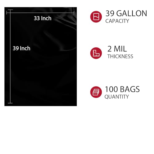 PLASTICPOWER-39gallon trash bags heavy duty -kitchen plastic bag-ultra thinckness / 2mil / 100bags / 33"*39“/GP-15100